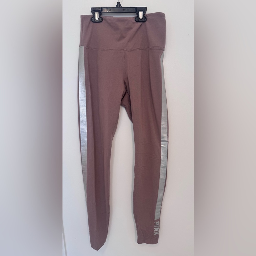 PINK Victoria's Secret Rose Taupe & Silver Leggings High-Waisted Seamless medium